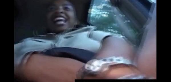  THICK BLACK WHORE WITH A BIG BOOTY PLAYS WITH HER PUSSY IN CAR